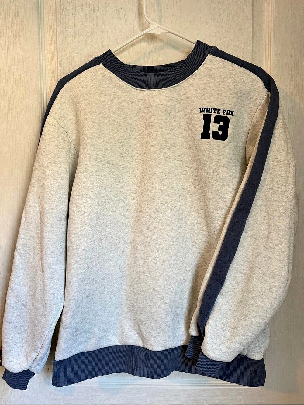 White Fox 13 Color Block Sweatshirt in Gray & Blue XXS/XS